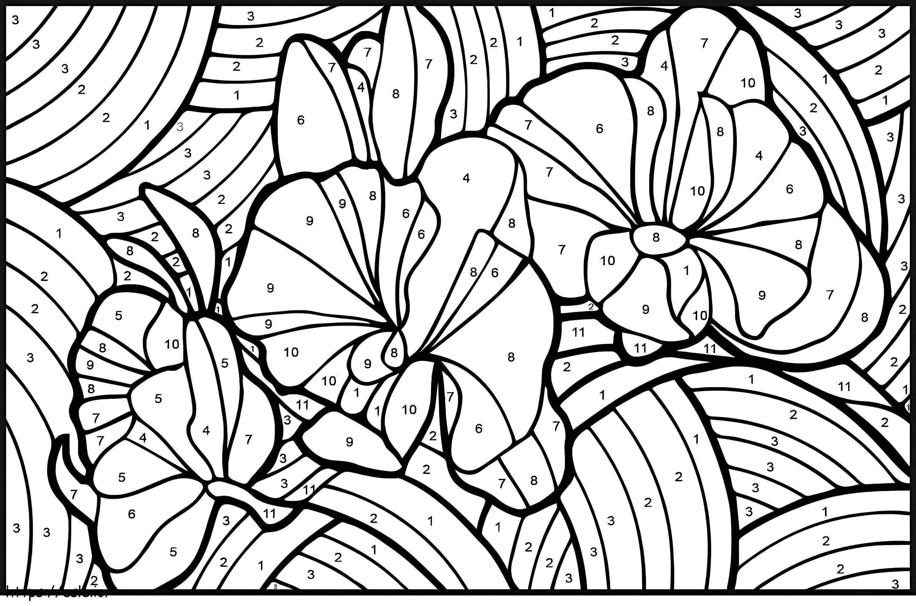 Coloriage Couleur d'orchidée par numéro à imprimer dessin