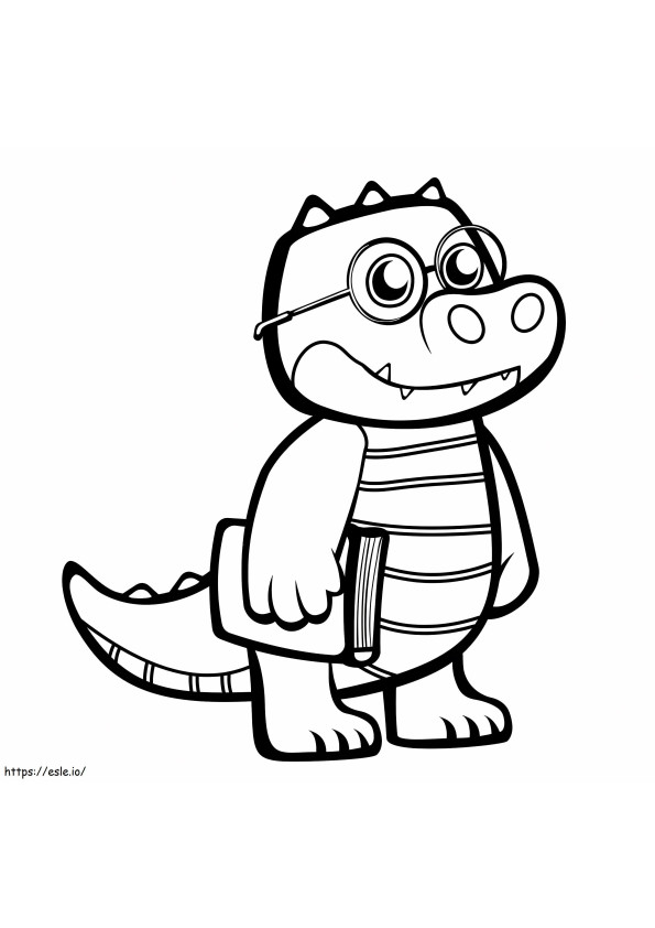 1559786019 Student Crocodile A4 coloring page