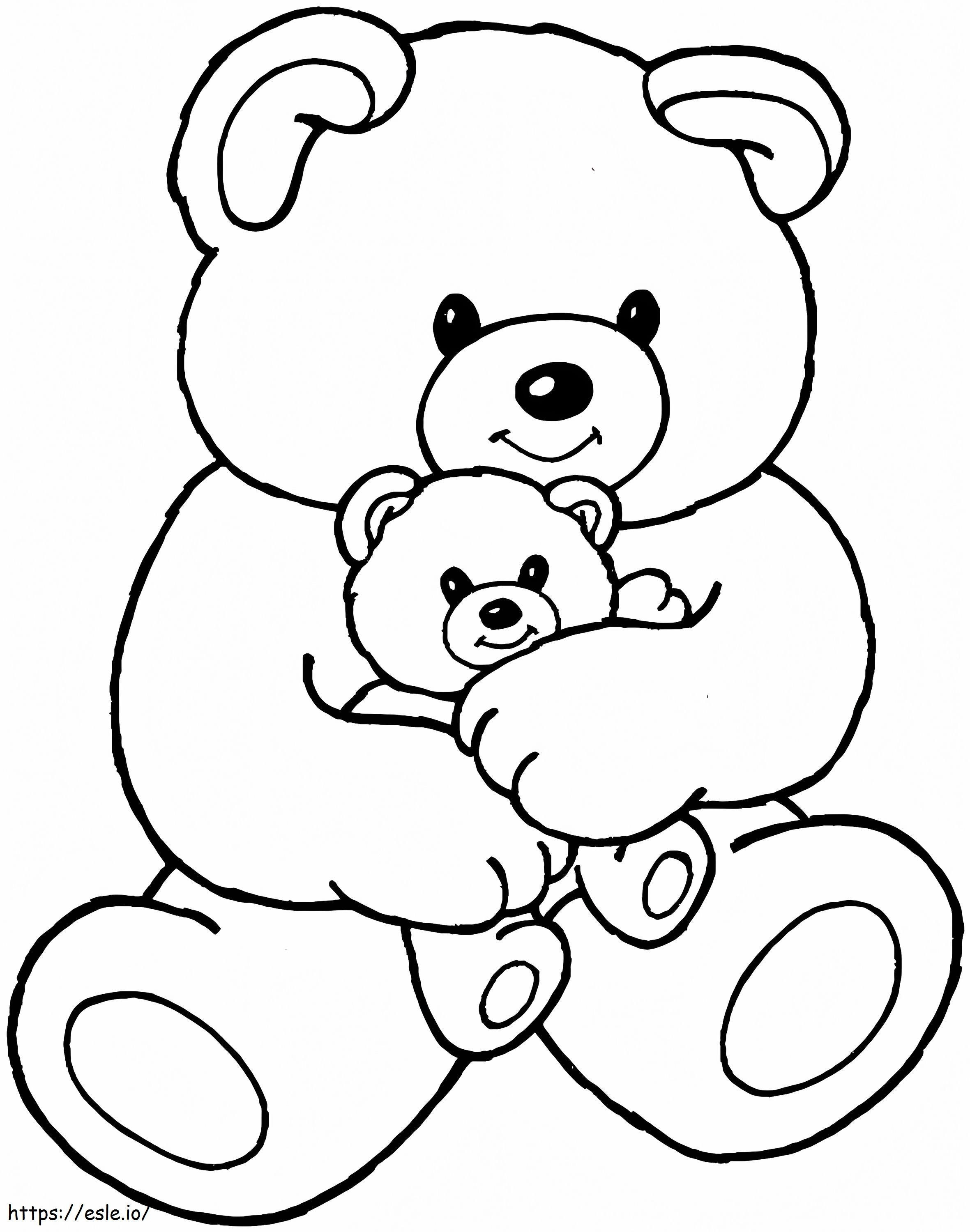 Grote en kleine teddyberen kleurplaat kleurplaat