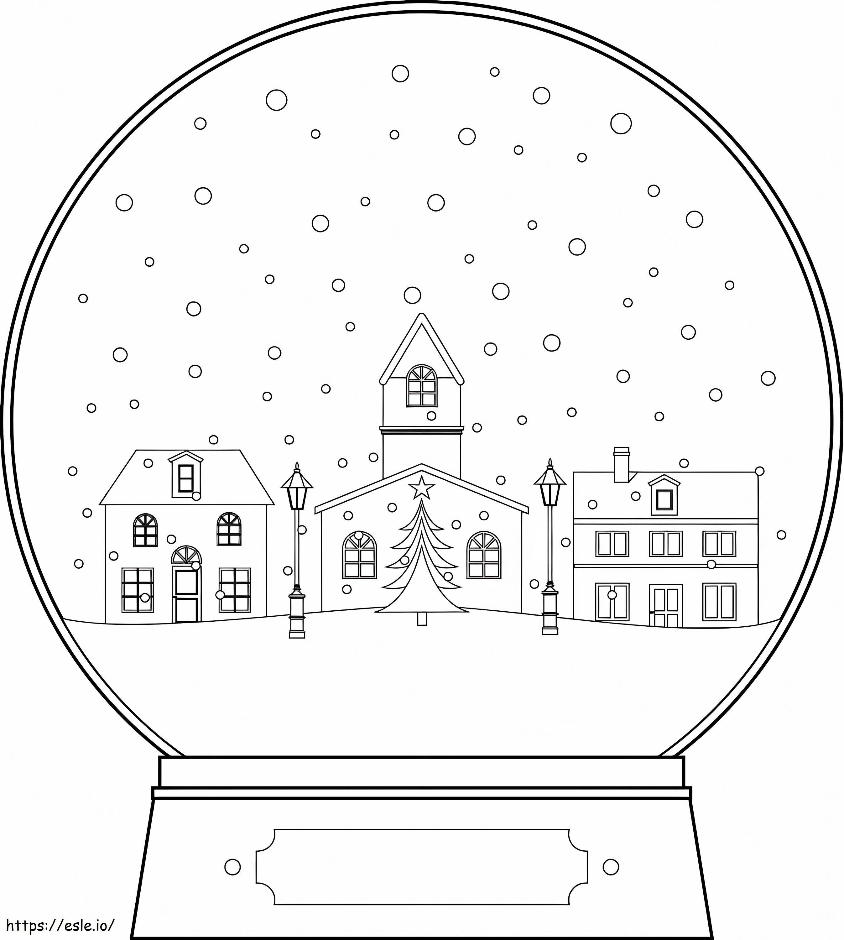 Kersttafereel Sneeuwbol kleurplaat kleurplaat
