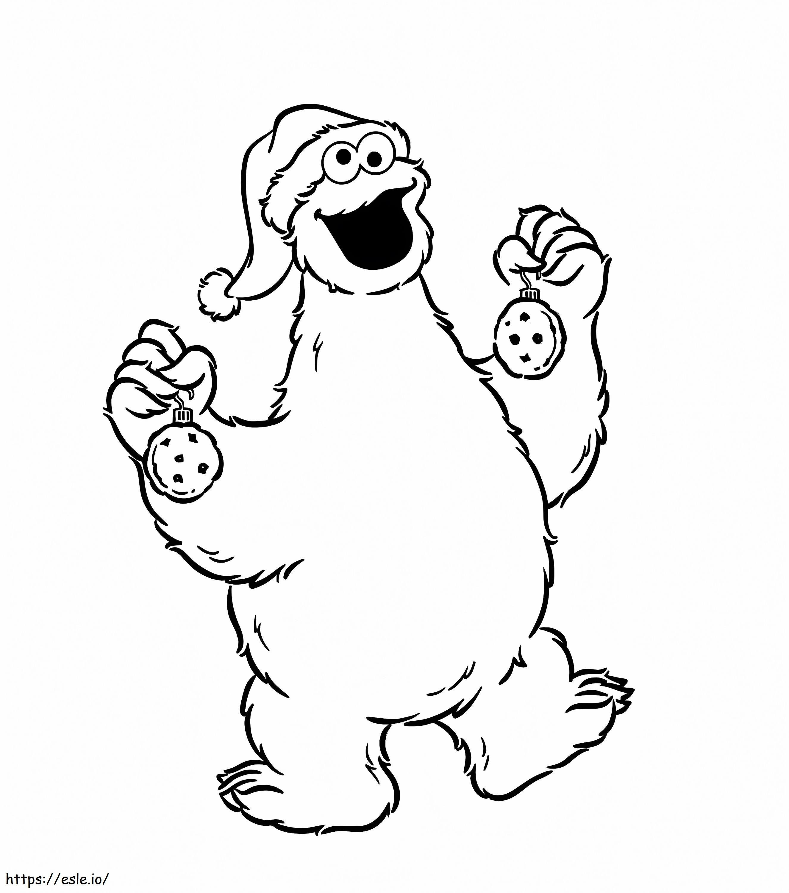 Cookie Monster On Christmas coloring page