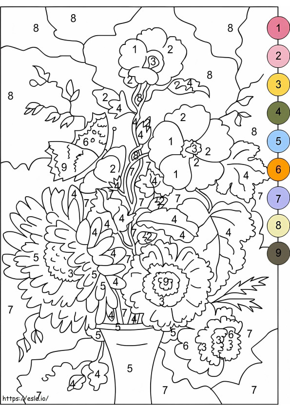 Flowers Advanced Color By Numbers coloring page