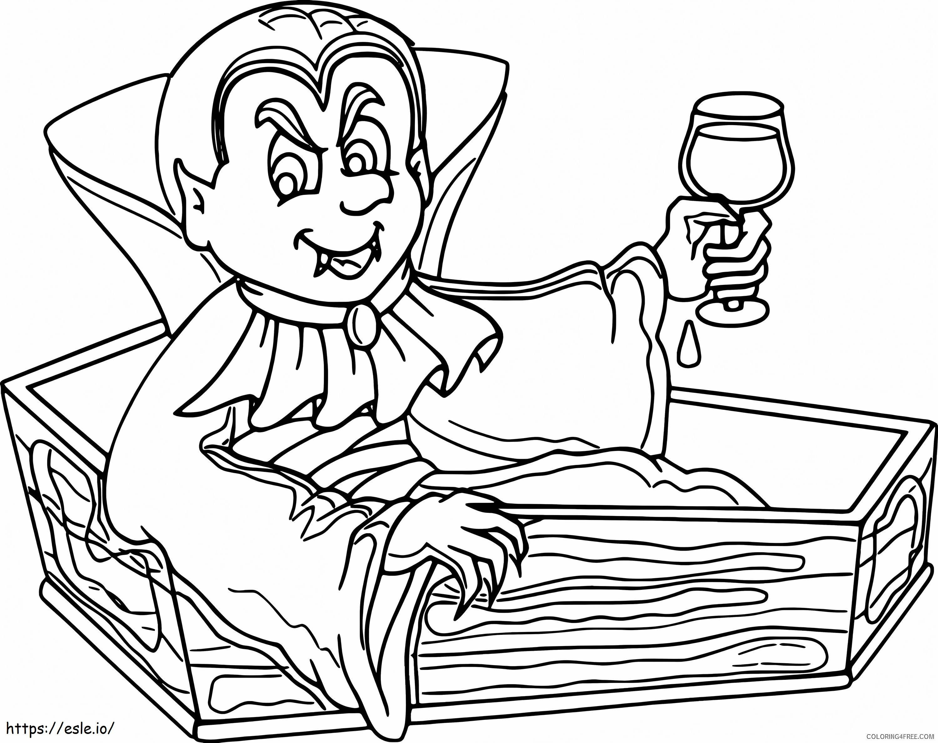 Vampire In A Sitting Coffin coloring page
