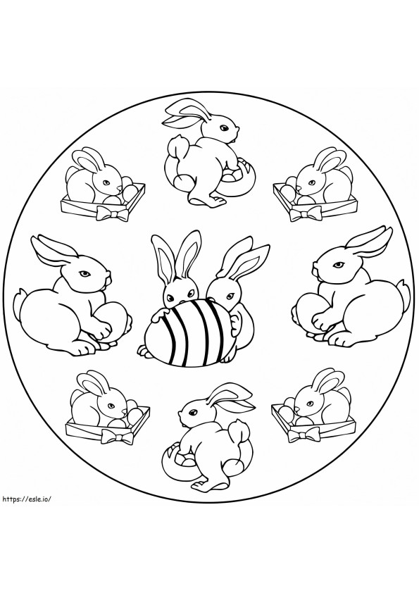 Rabbits Easter Mandala coloring page