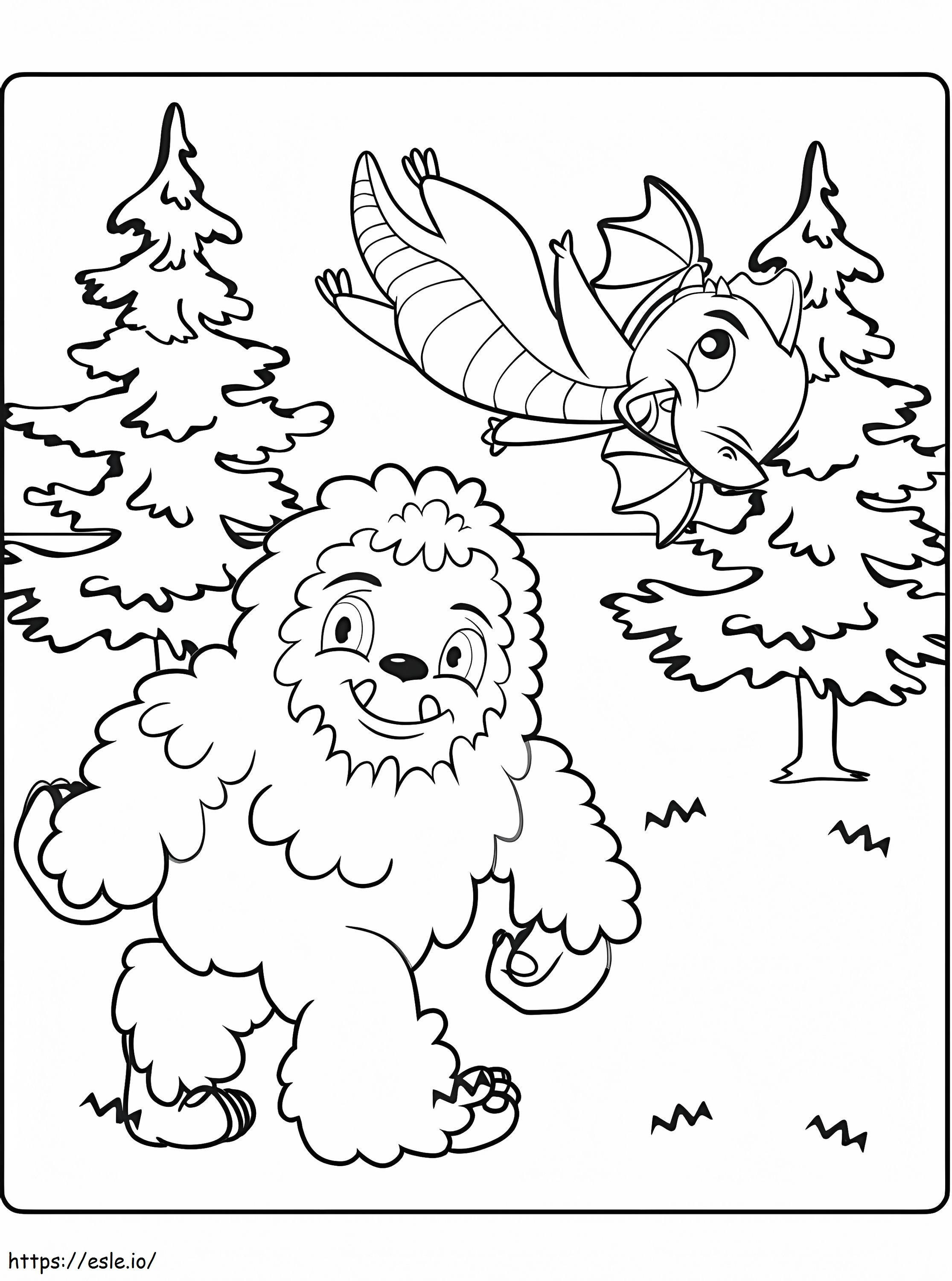 Yeti ja Dragon Washimals värityskuva