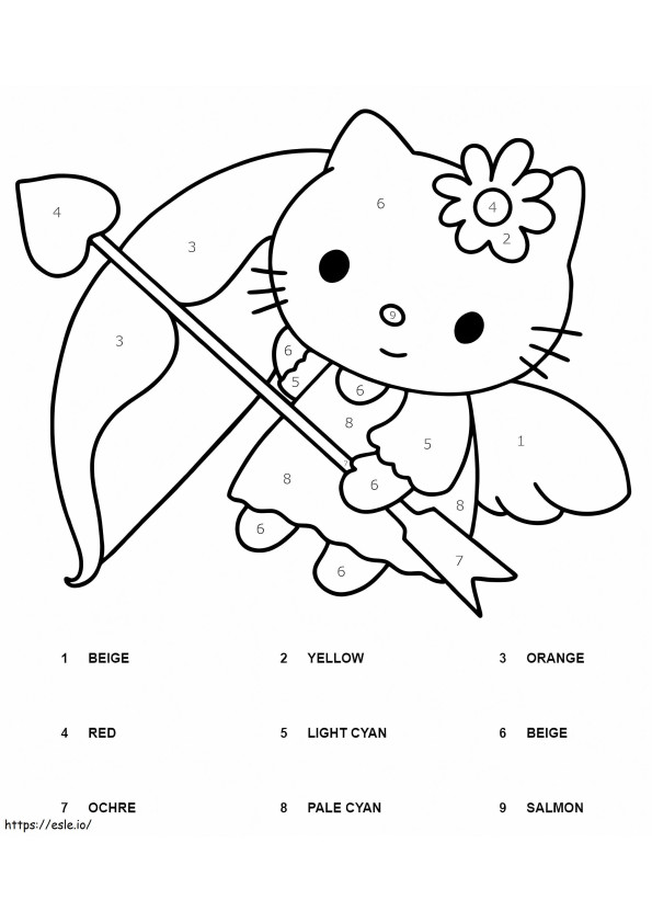Angel Hello Kitty Color By Number coloring page