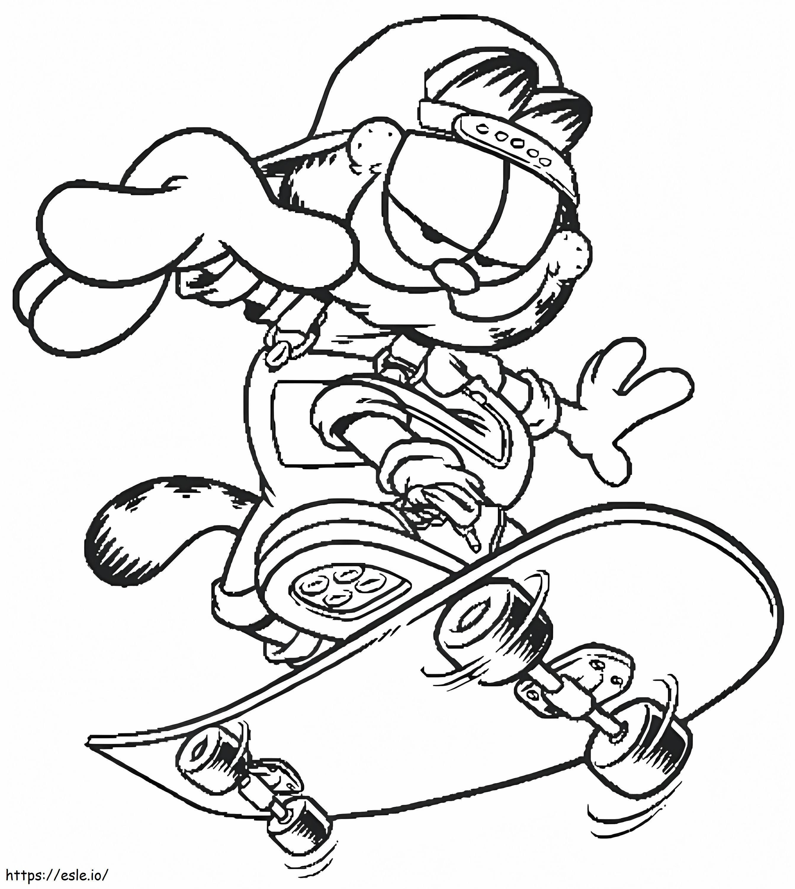 Coloriage Garfield Monoskate à imprimer dessin