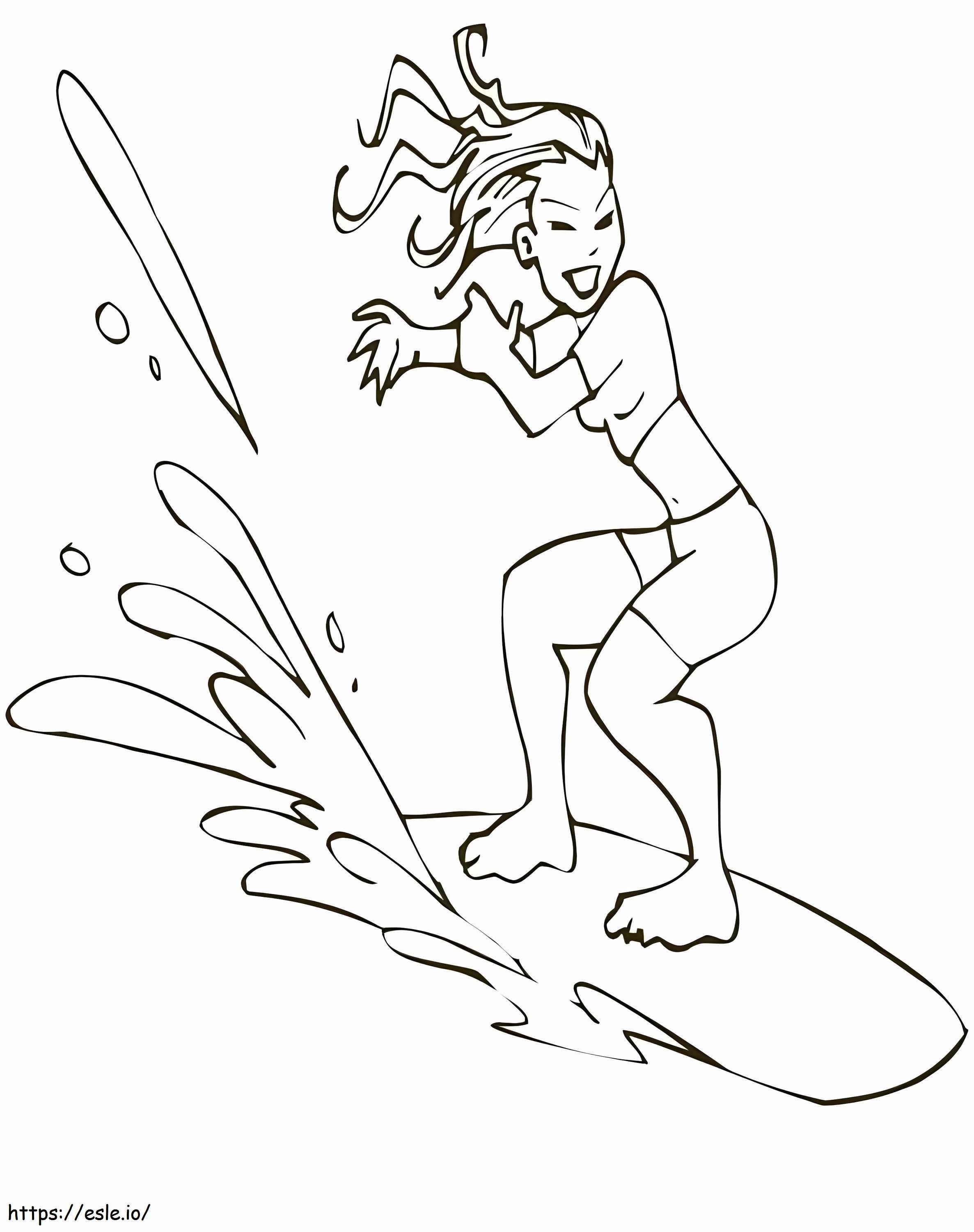 Girl Surfer coloring page