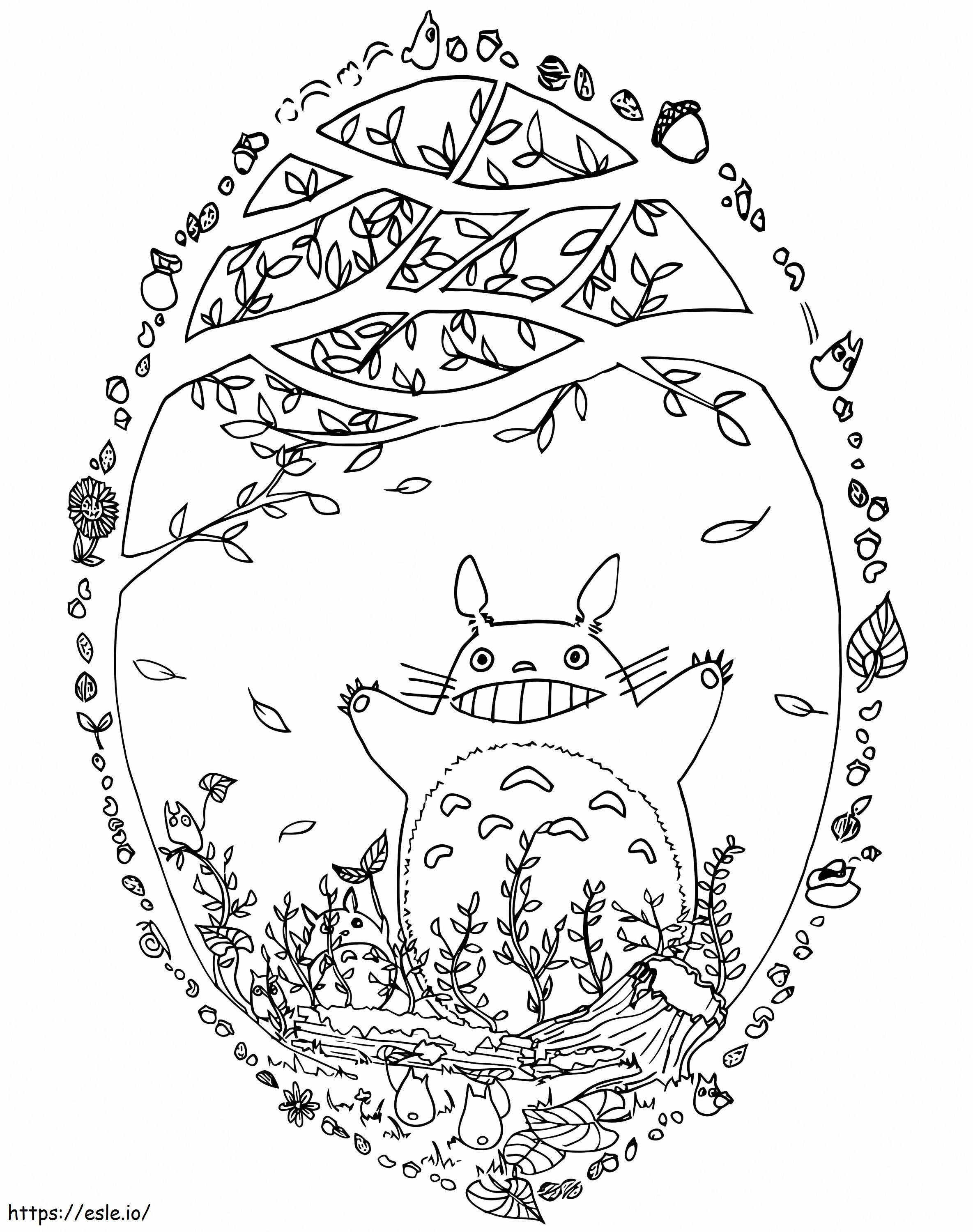 Ystävällinen Totoro värityskuva