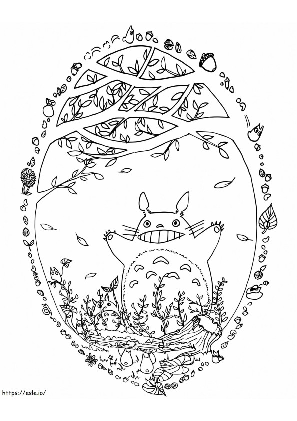 Friendly Totoro coloring page