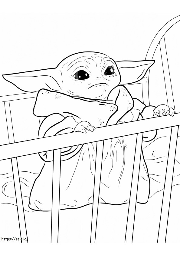 Fabuloasa Baby Yoda de colorat