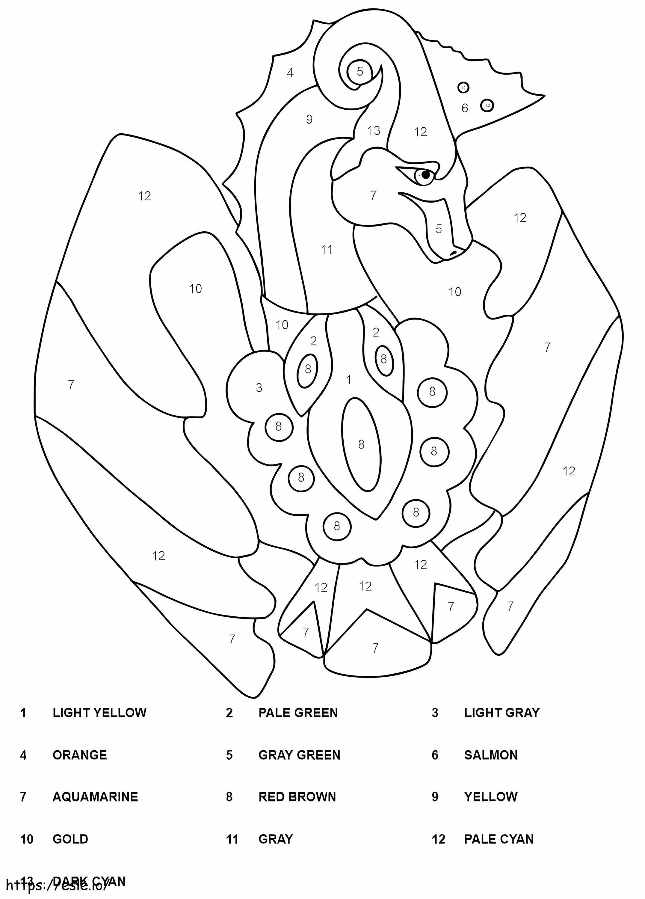 Dragon King Color By Number coloring page