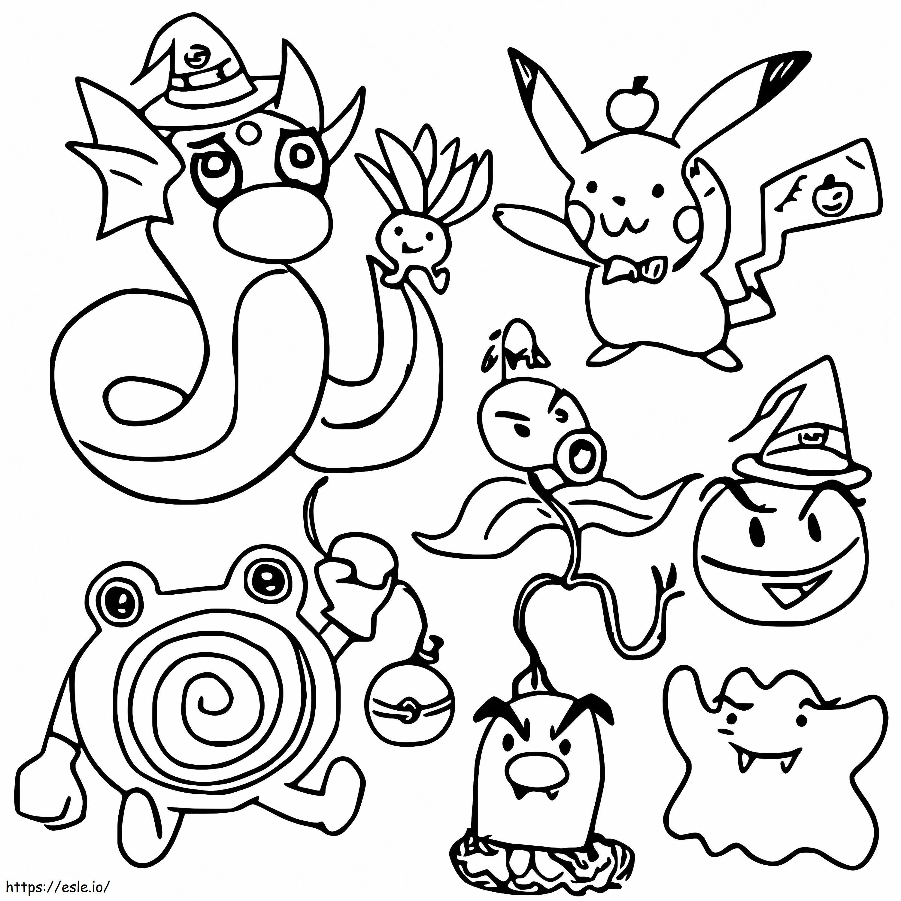Pokémon fofo de Halloween para colorir