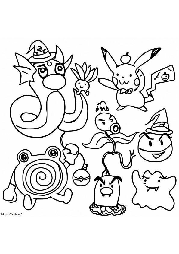 Coloriage Pokémon mignon d'Halloween à imprimer dessin