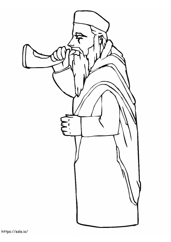 A Man Playing Shofar