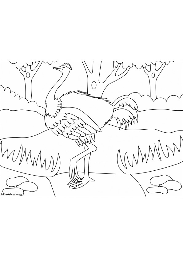 Simple Ostrich coloring page