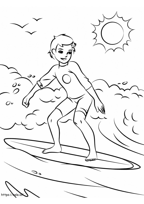 Chłopiec surfer kolorowanka