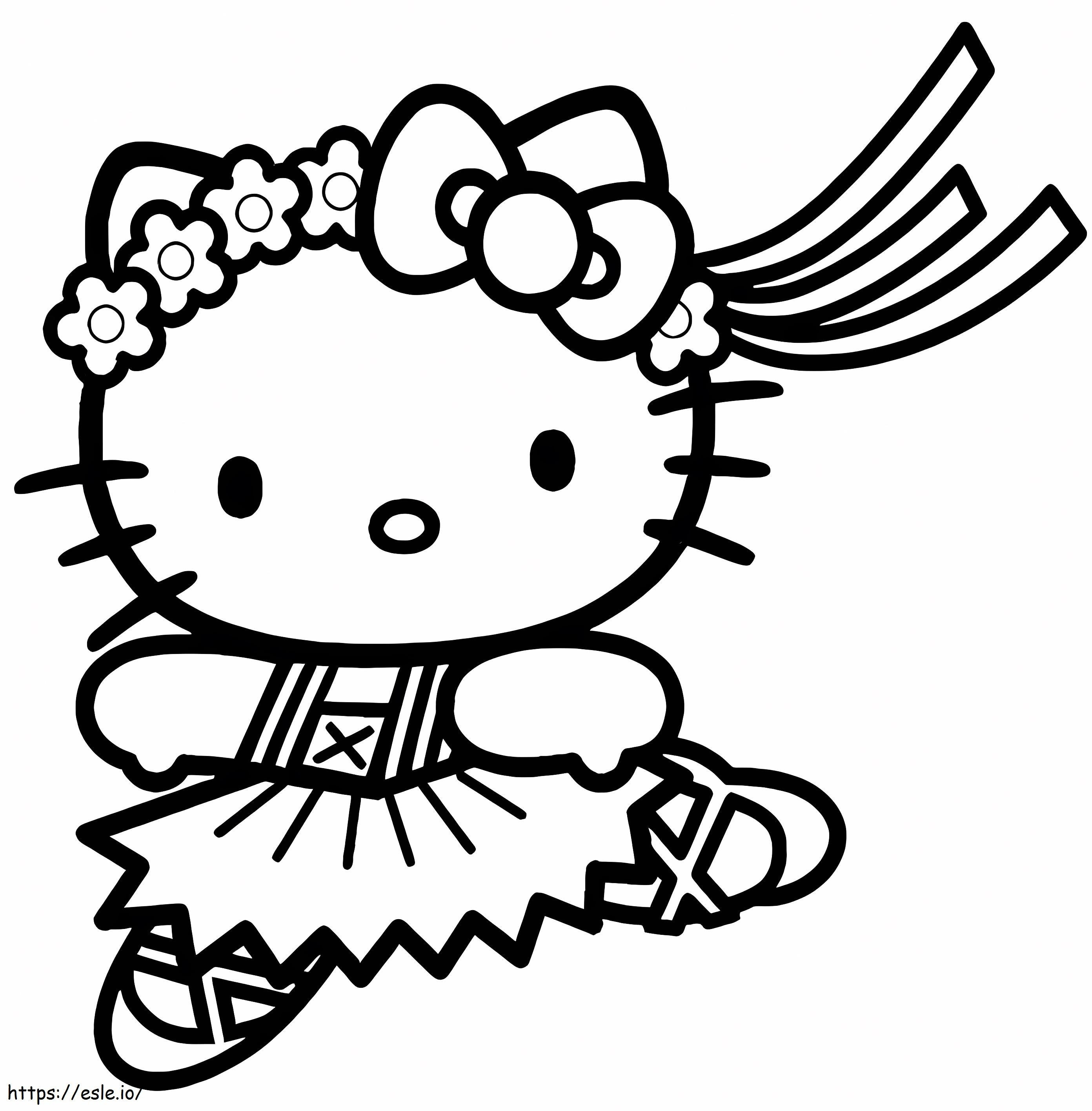 Coloriage Bonjour Kitty Danse Ballet à imprimer dessin