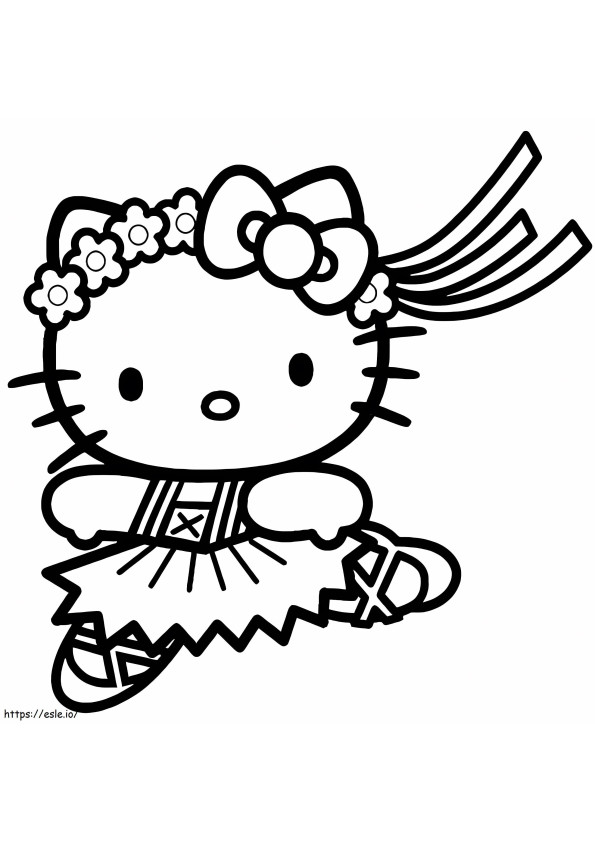 Balletto danzante di Hello Kitty da colorare