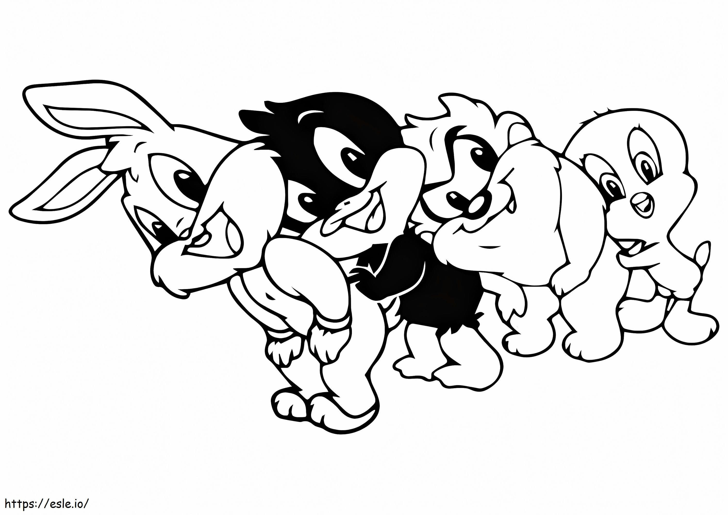 Coloriage Bébé Daffy Duck et ses amis à imprimer dessin