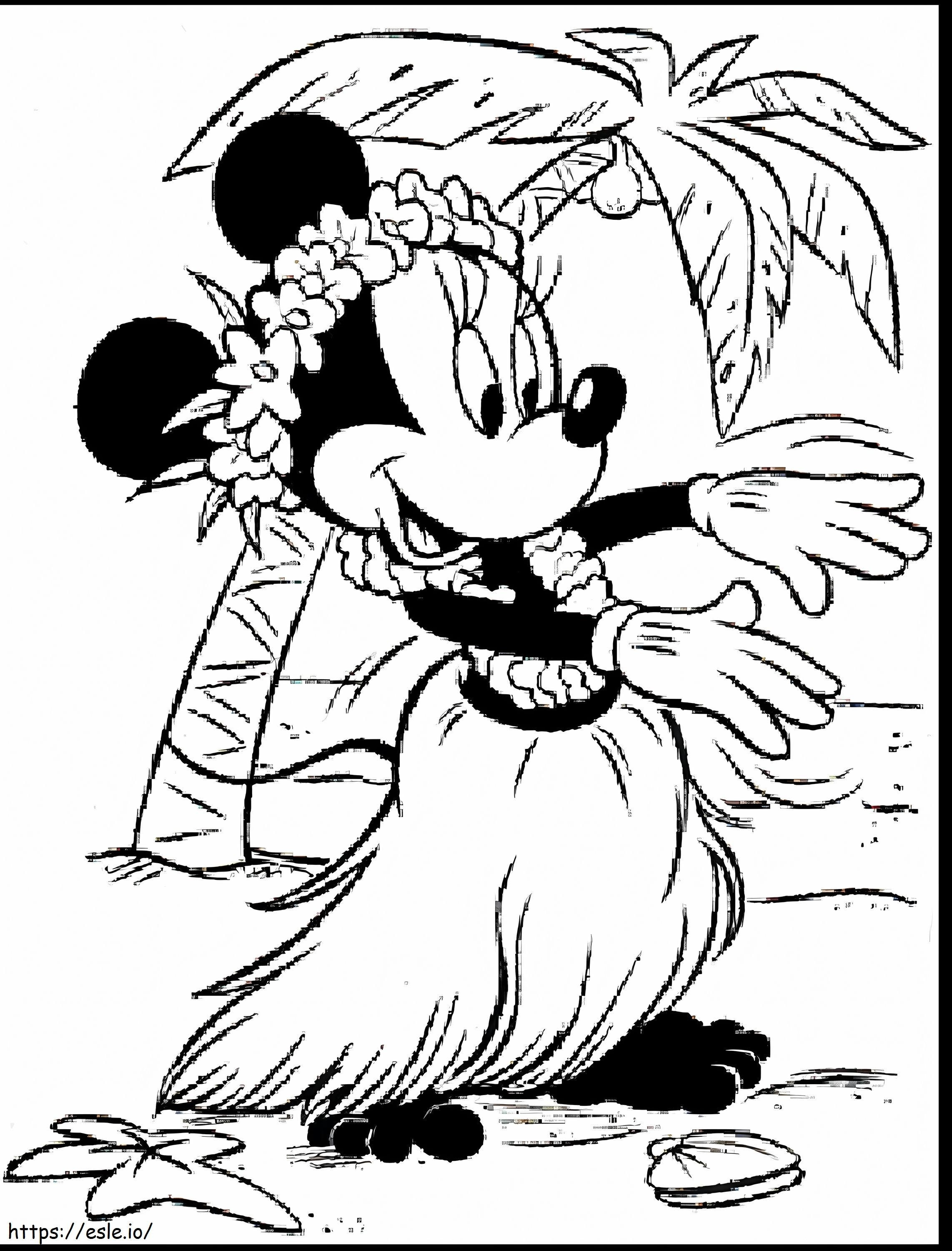 Coloriage Minnie dansant sur la plage à imprimer dessin