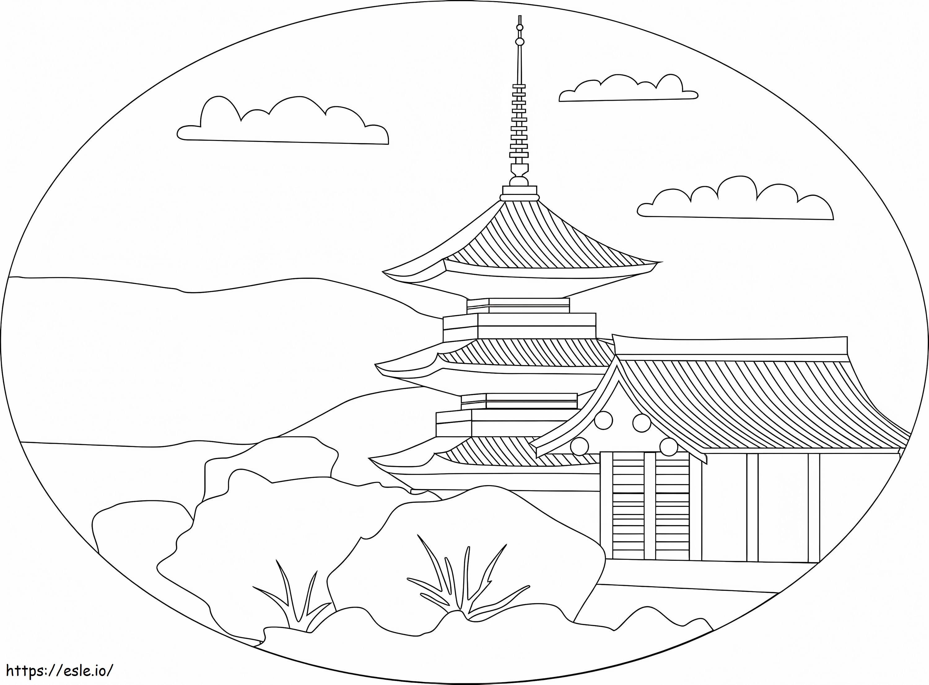 Kiyomizu Dera kifestő nyomtatható PDF