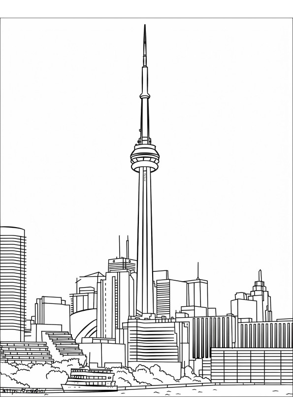 Coloriage Tour CN de Toronto à imprimer dessin