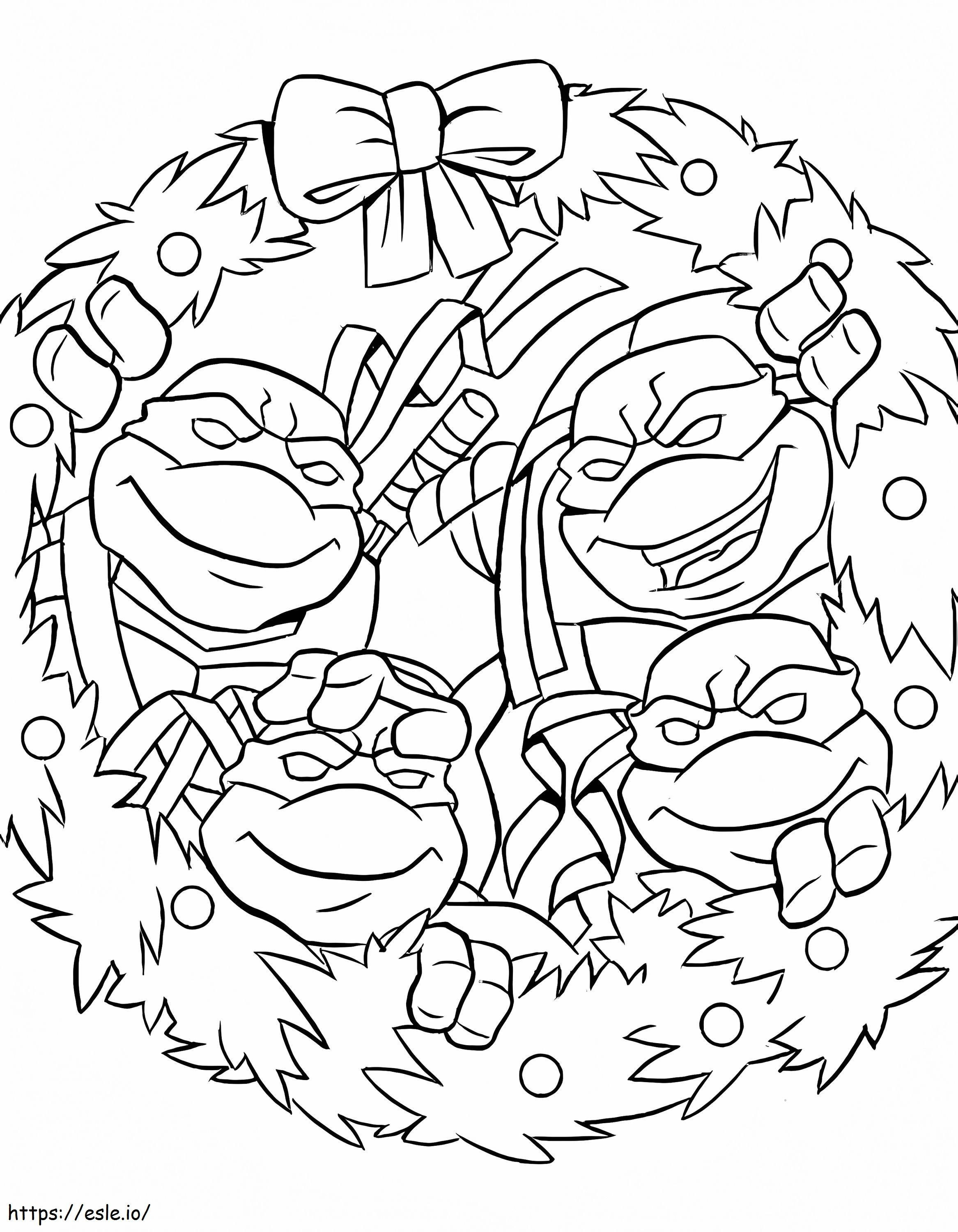 Ninja Kaplumbağalar Noel'de boyama