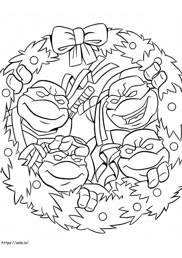 Ninja-schildpadden met Kerstmis kleurplaat