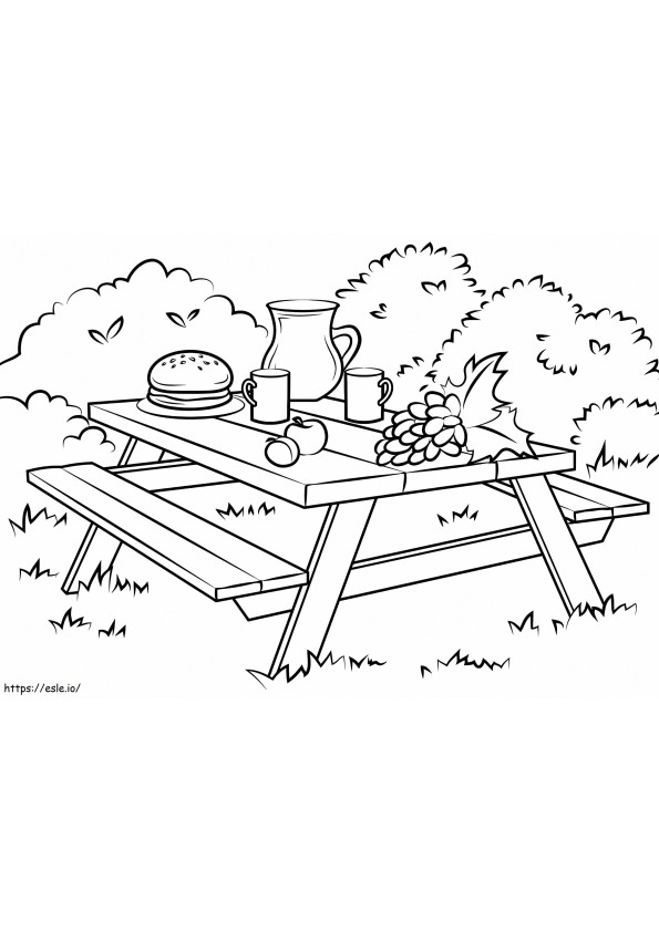 Mesa de picnic imprimible para colorear