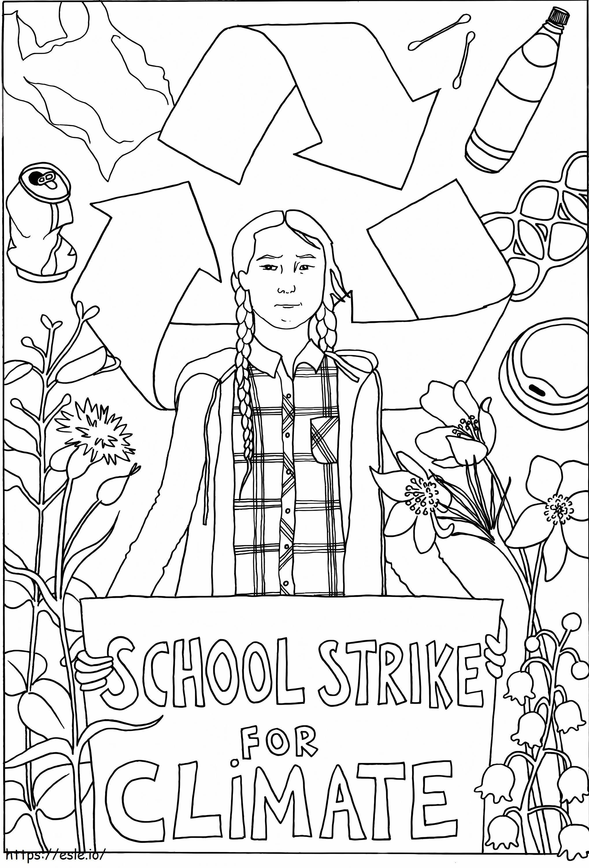Coloriage Grève scolaire pour le climat à imprimer dessin