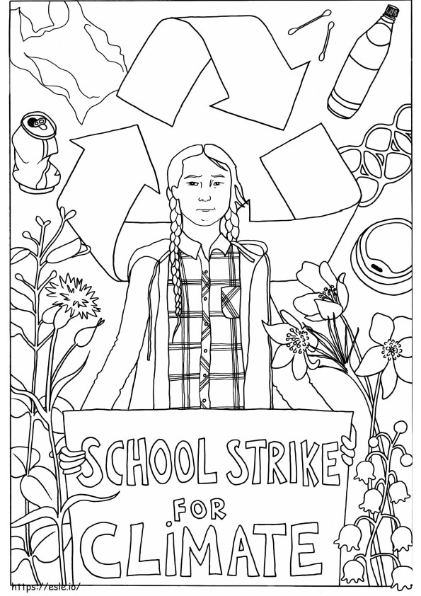 気候変動をめぐる学校ストライキ ぬりえ - 塗り絵