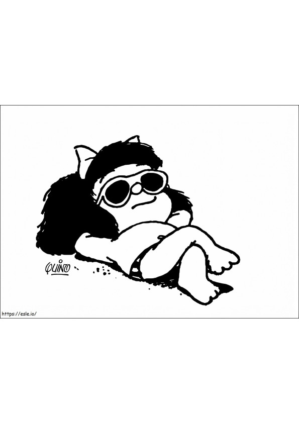 Coloriage Mafalda détente à imprimer dessin