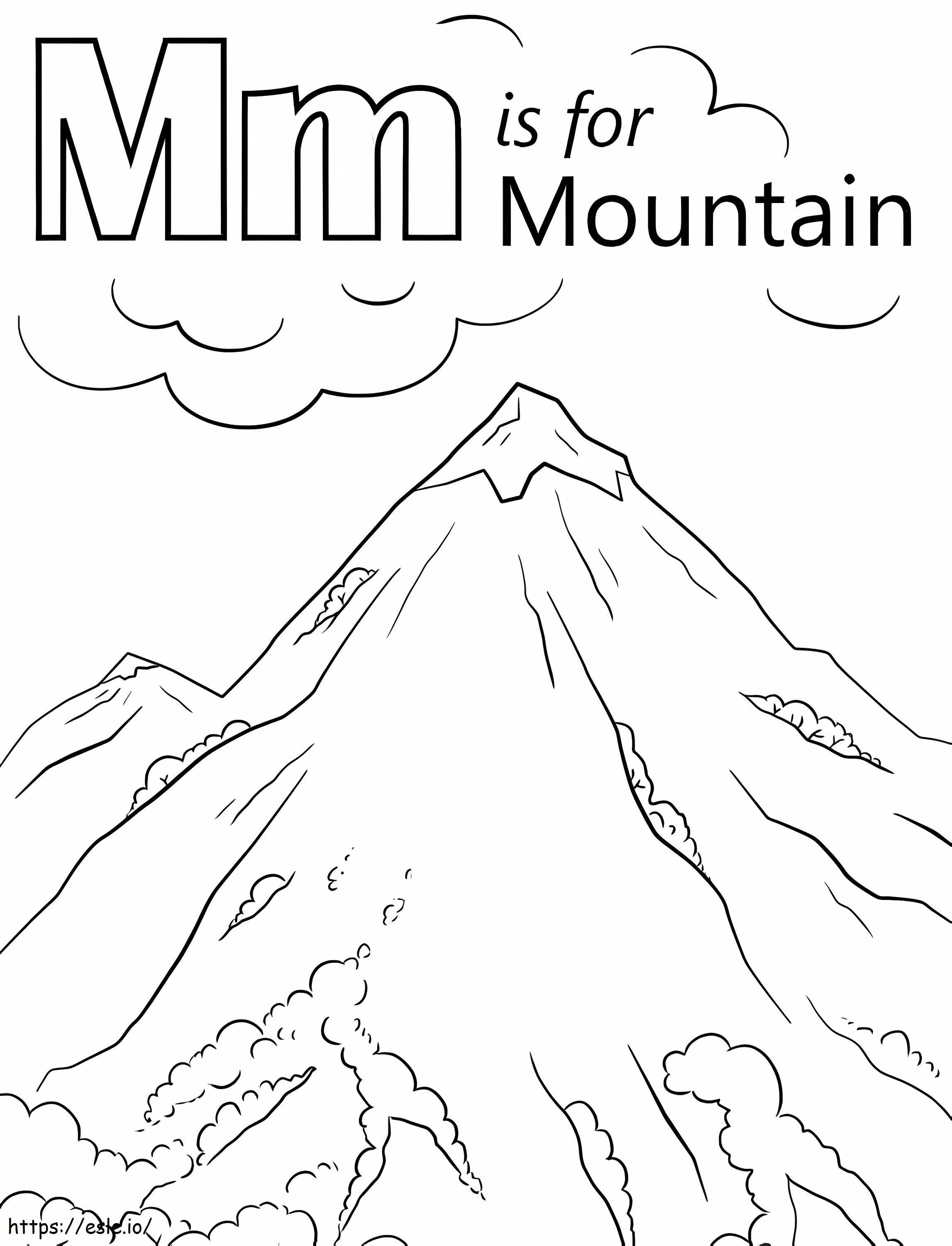Coloriage Lettre de montagne M à imprimer dessin