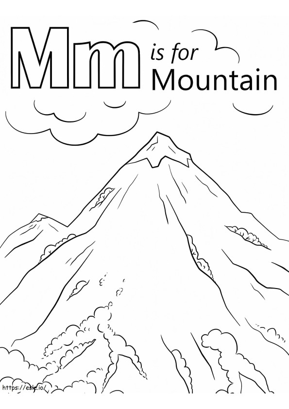 Coloriage Lettre de montagne M à imprimer dessin