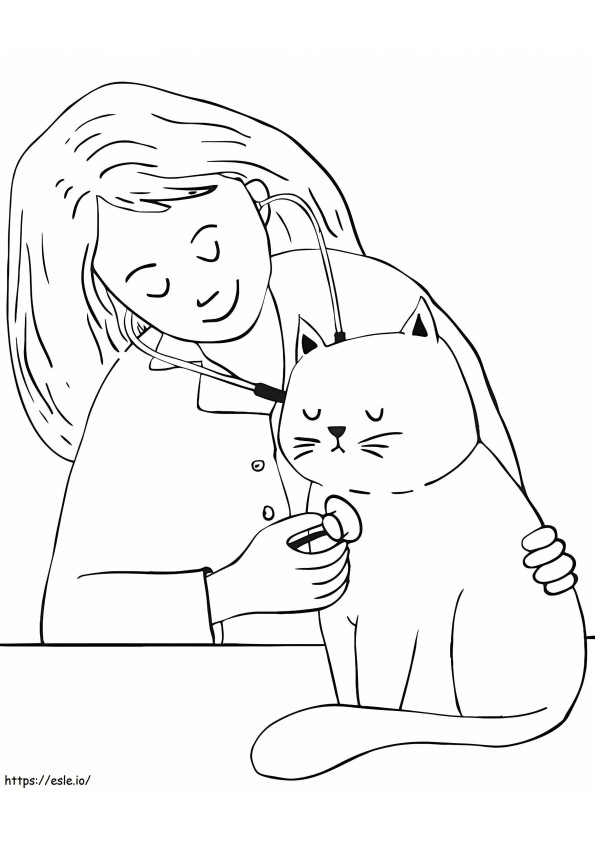 獣医師と猫 ぬりえ - 塗り絵