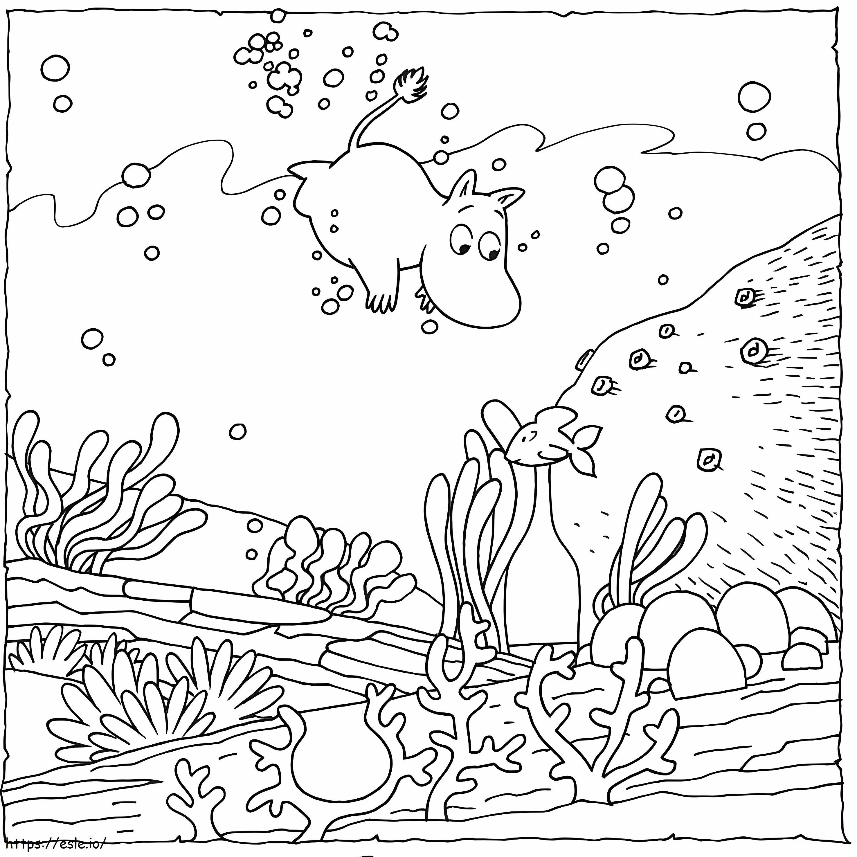 Mumintroll unter Wasser ausmalbilder