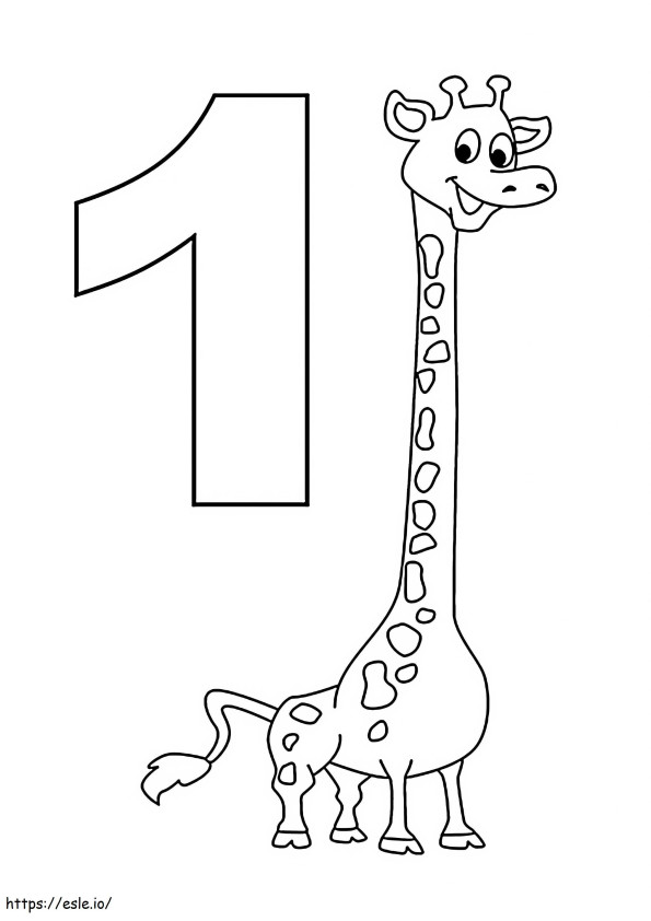 Number 1 And Giraffe coloring page