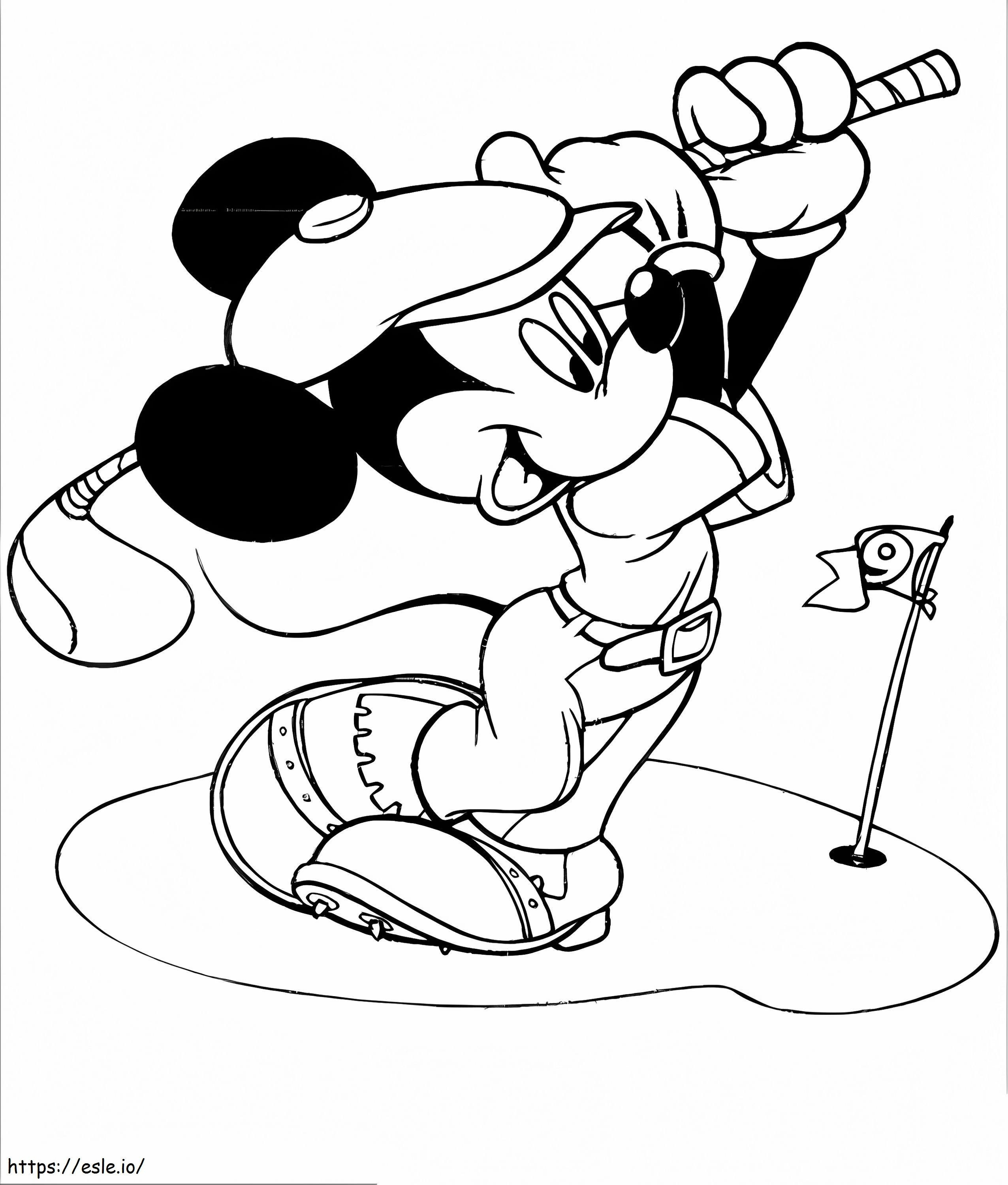 Mickey juega al golf para colorear
