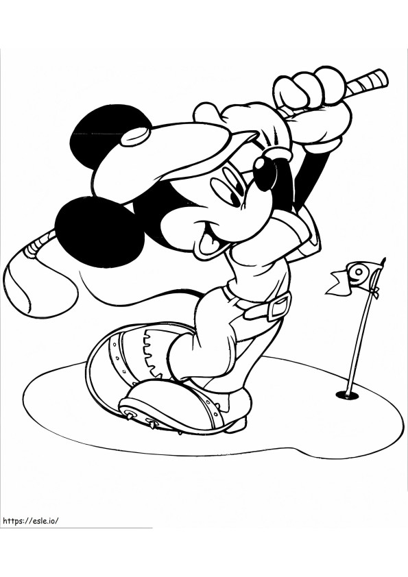 Coloriage Mickey joue au golf à imprimer dessin