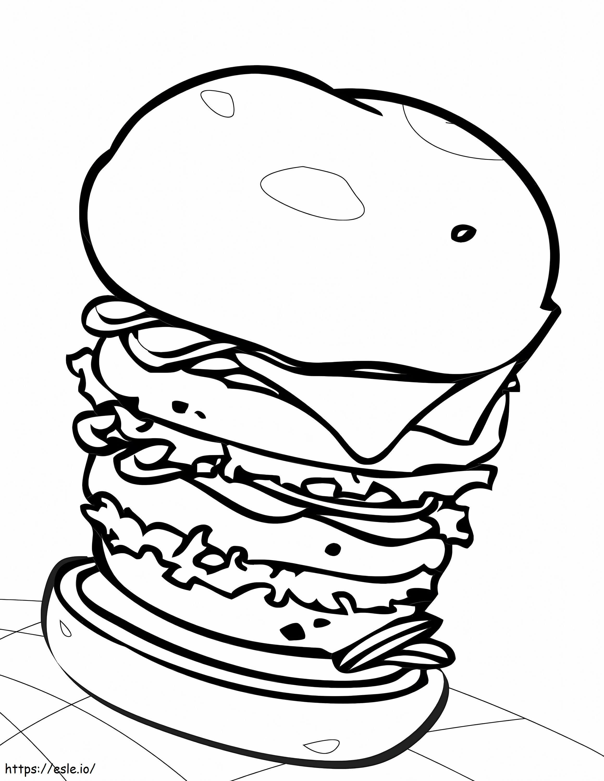 Coloriage Gros hamburger à imprimer dessin