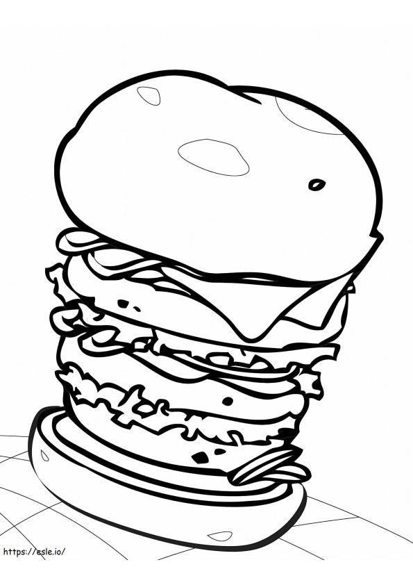 ビッグハンバーガー ぬりえ - 塗り絵