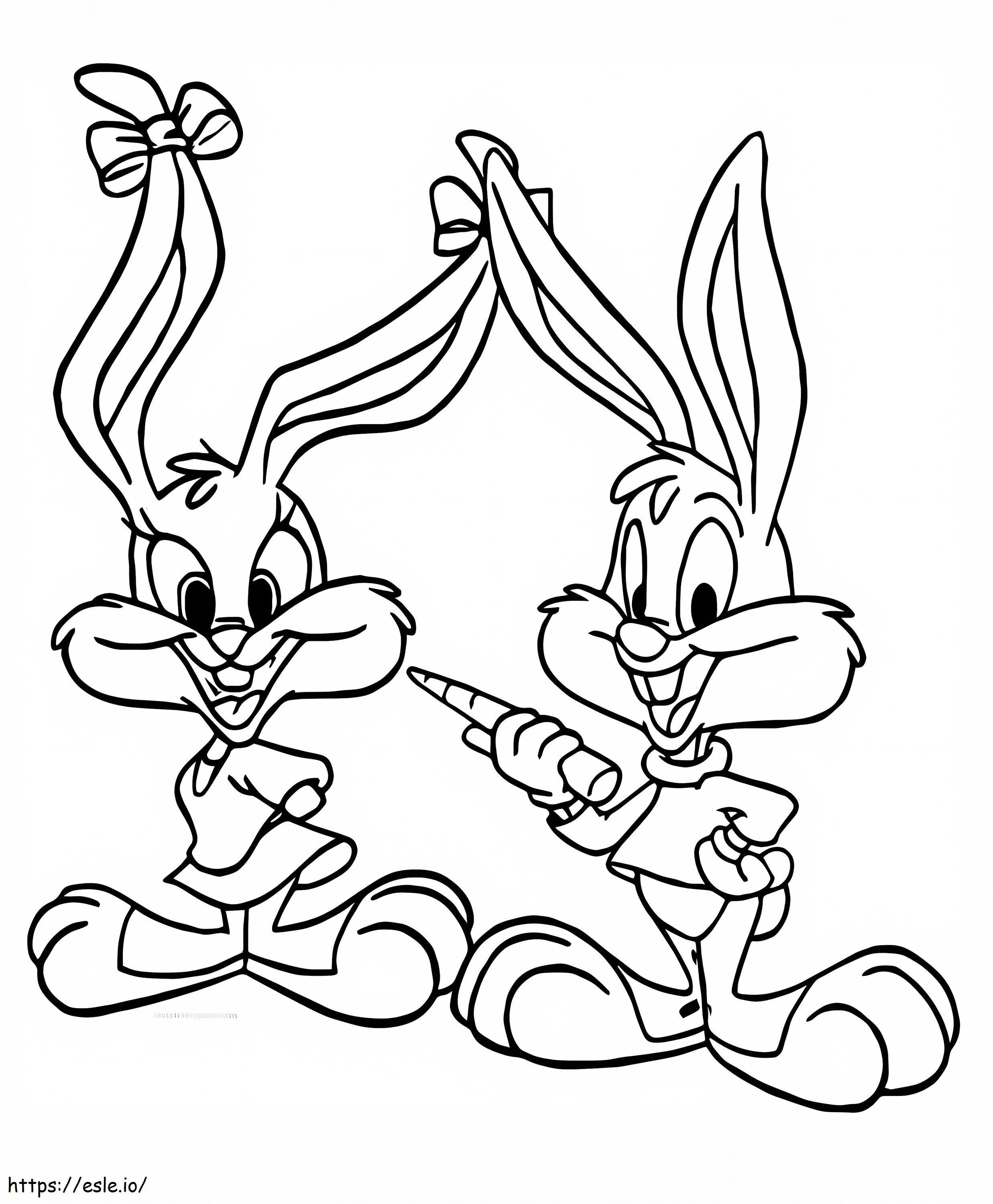 Babs Bunny en Buster Bunny kleurplaat kleurplaat