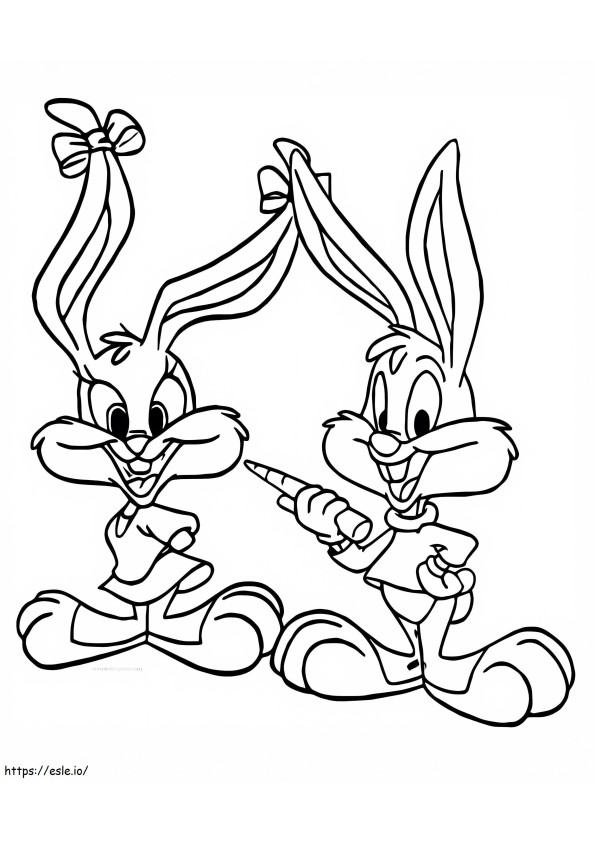 Coloriage Babs Bunny et Buster Bunny à imprimer dessin