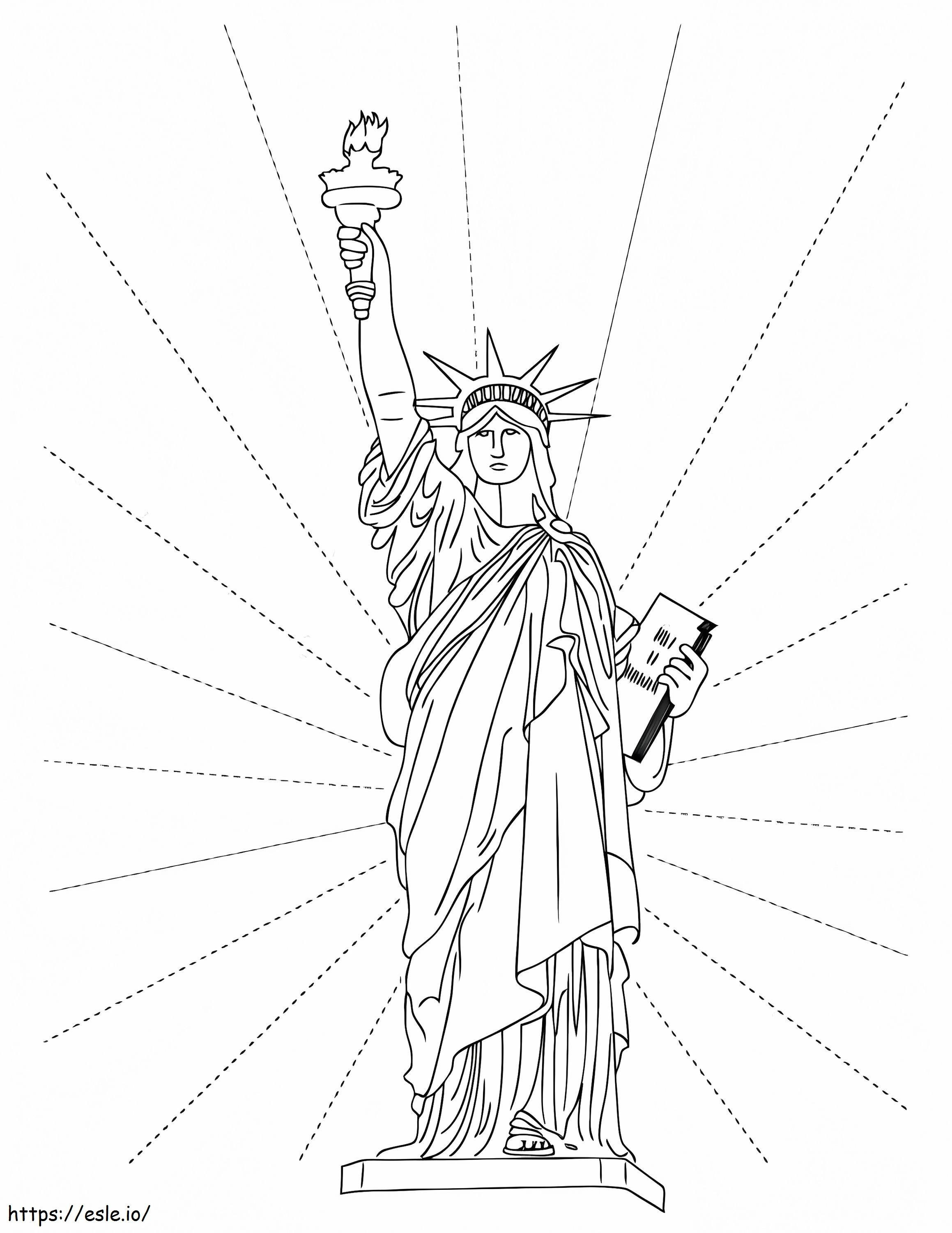 Patung Liberty Dengan Matahari Gambar Mewarnai