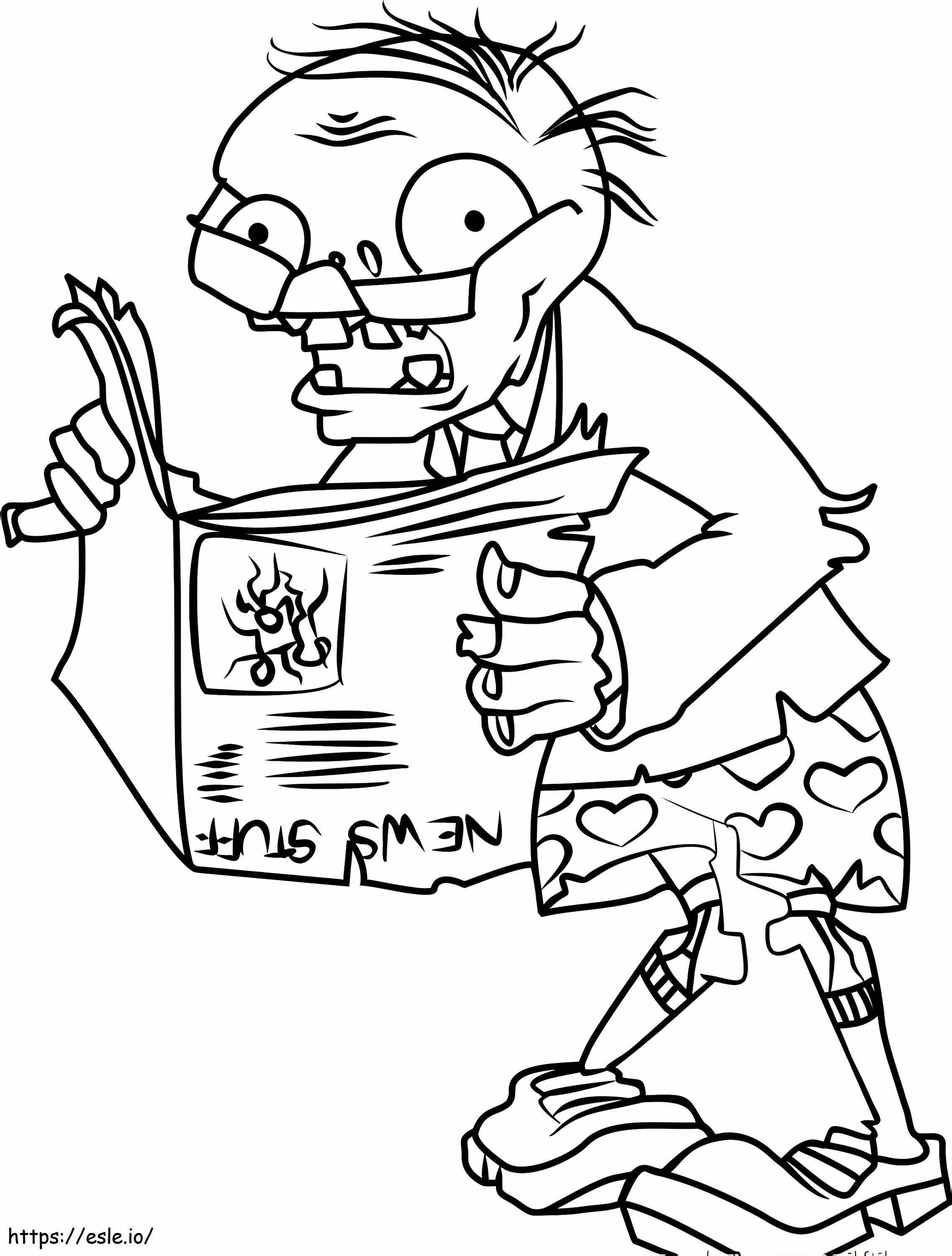 Zombie Reads The Newspaper coloring page