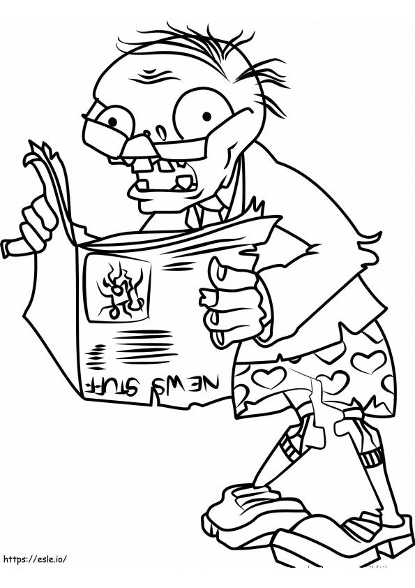 Zombie Reads The Newspaper coloring page