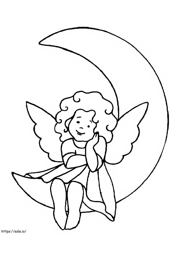 Angel And Moon coloring page