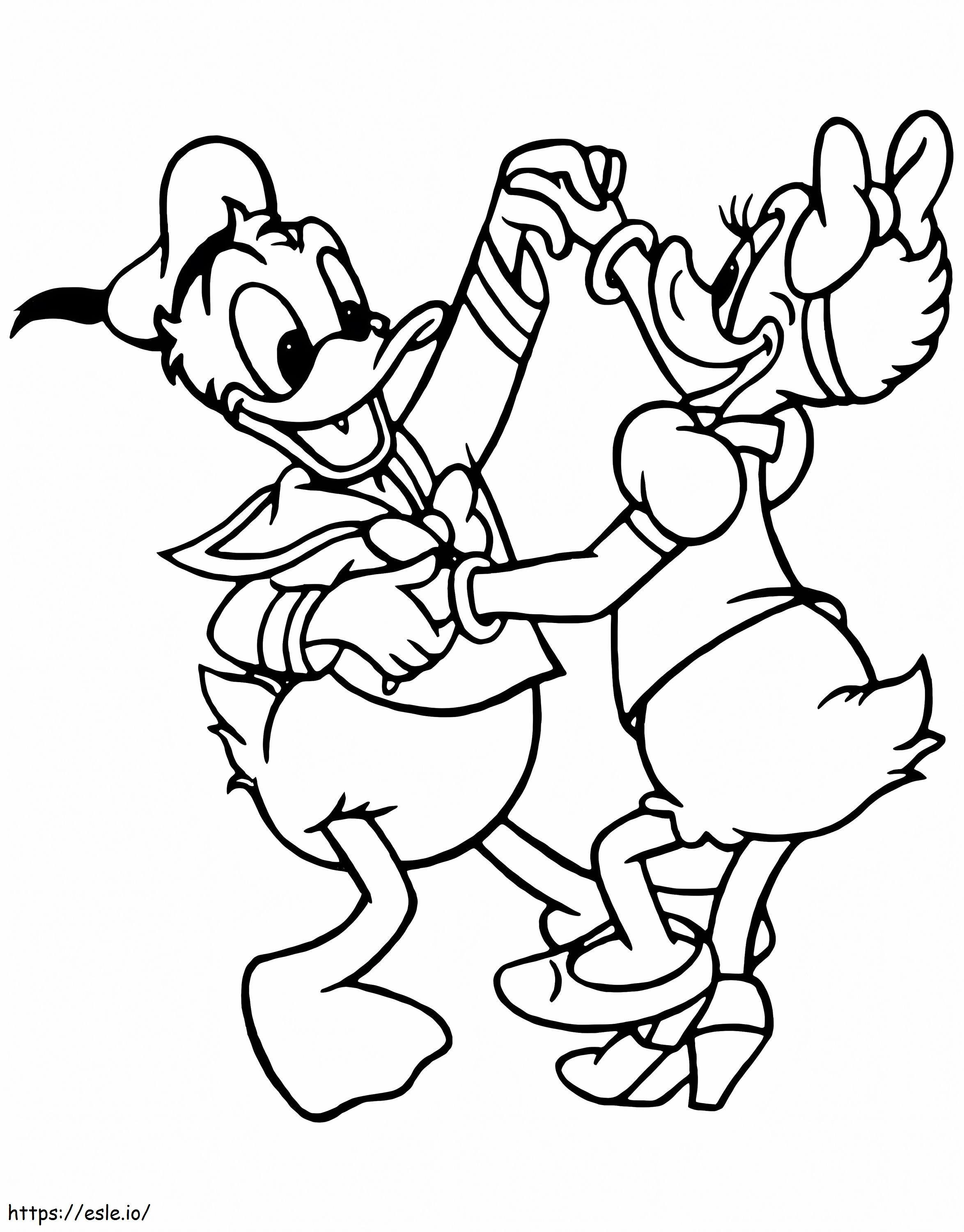 Daisy Duck és Donald Duck táncol kifestő