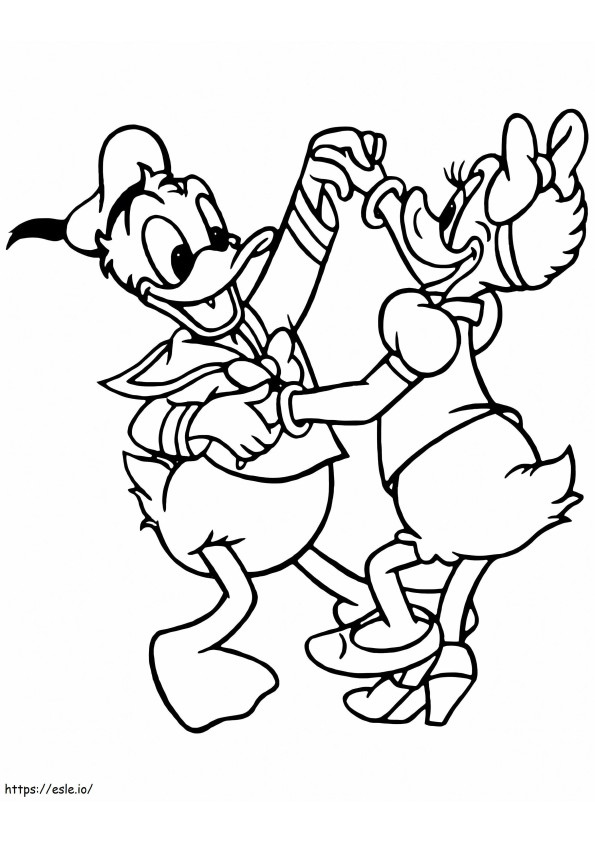 Daisy Duck și Donald Duck dansează de colorat